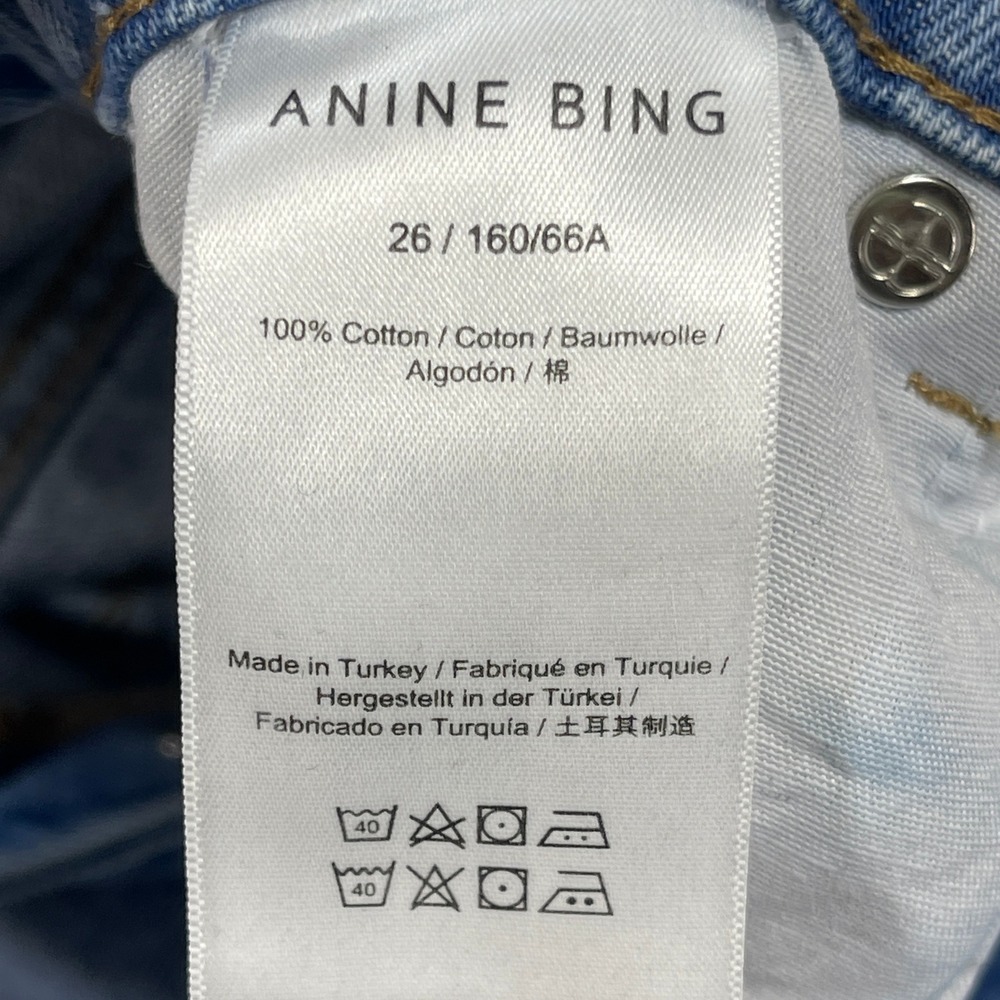 Anine Bing Jeans Women 26 Blue Gavin Straight Leg High Rise Denim Button Fly - Picture 7 of 13